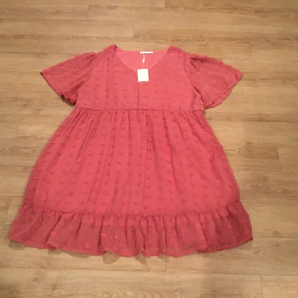 Women’s Plus Size Swiss Dot Chiffon Midi A Line Cocktail Dress - Picture 6 of 8